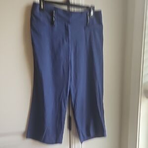 womens sz 6 blue parameter linen blend wide leg capri pants